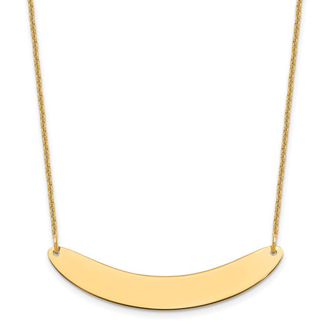 14K Medium Polished Curved Blank Bar Necklace-WBC-XNA1206Y