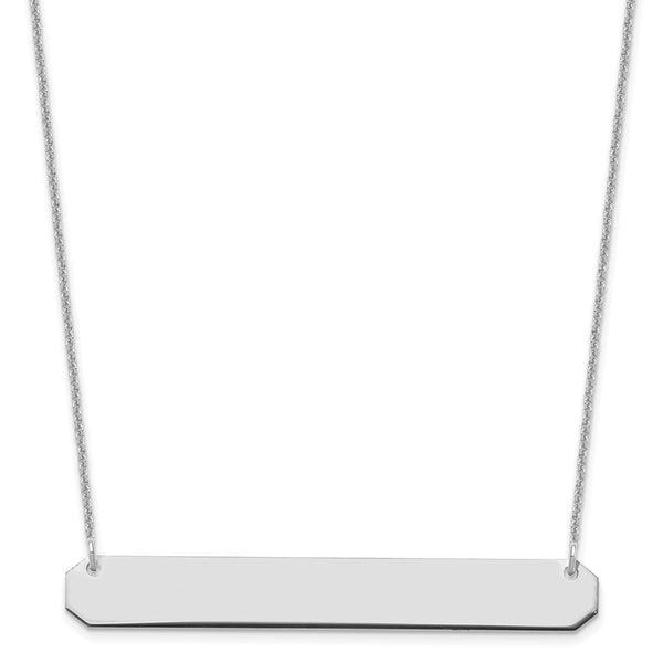 14K White Gold Large Polished Blank Bar Necklace-WBC-XNA1208W