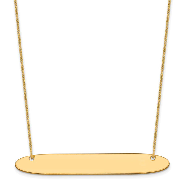 14K Large Polished Oblong Blank Bar Necklace-WBC-XNA1209Y