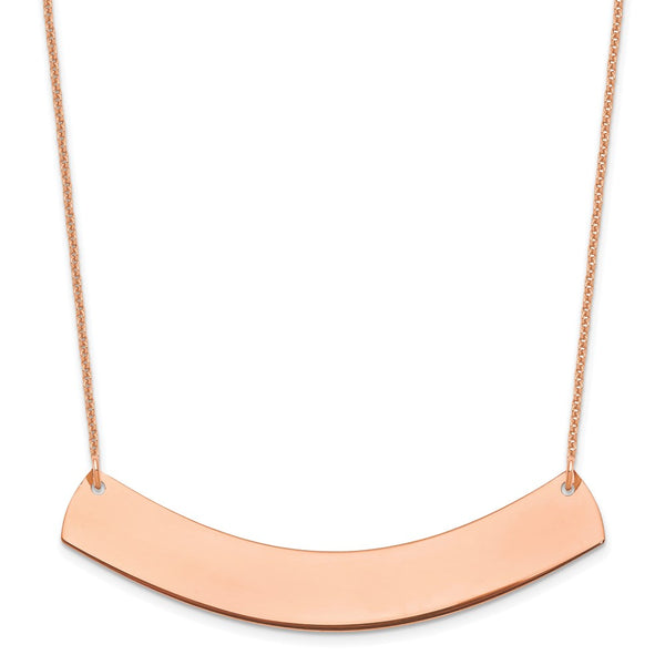14K Rose Gold Large Polished Curved Blank Bar Necklace-WBC-XNA1210R