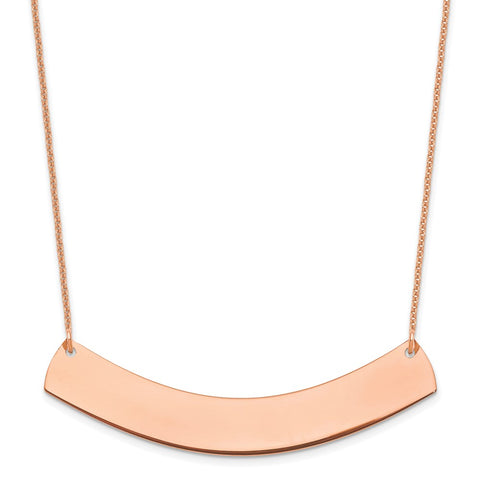 14K Rose Gold Large Polished Curved Blank Bar Necklace-WBC-XNA1210R