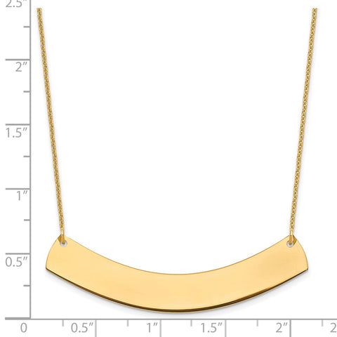 14K Large Polished Curved Blank Bar Necklace-WBC-XNA1210Y