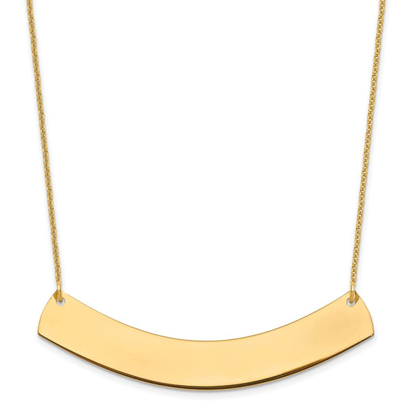 14K Large Polished Curved Blank Bar Necklace-WBC-XNA1210Y