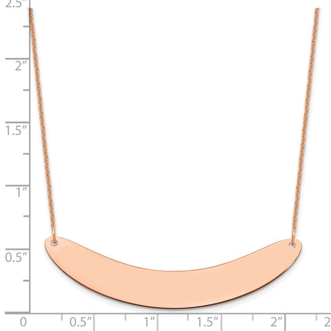 14K Rose Gold Large Polished Curved Blank Bar Necklace-WBC-XNA1211R