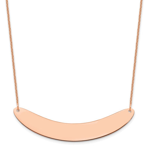14K Rose Gold Large Polished Curved Blank Bar Necklace-WBC-XNA1211R
