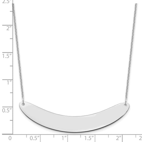 14K White Gold Large Polished Curved Blank Bar Necklace-WBC-XNA1211W