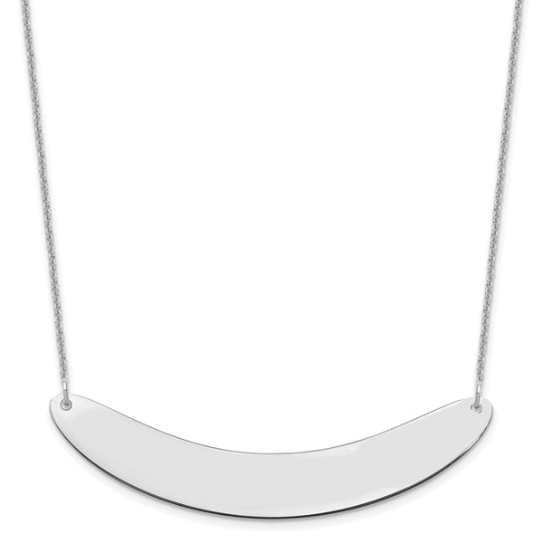 14K White Gold Large Polished Curved Blank Bar Necklace-WBC-XNA1211W