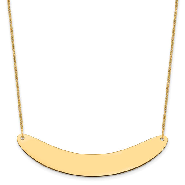 14K Large Polished Curved Blank Bar Necklace-WBC-XNA1211Y