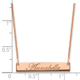 14K Rose Gold Small Polished Edwardian Script Bar Necklace-WBC-XNA1214R