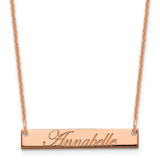 14K Rose Gold Small Polished Edwardian Script Bar Necklace-WBC-XNA1214R