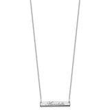 14K White Gold Small Polished Edwardian Script Bar Necklace-WBC-XNA1214W