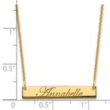 14K Small Polished Edwardian Script Bar Necklace-WBC-XNA1214Y