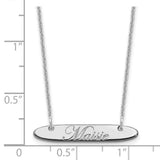 14K White Gold Small Polished Oblong Edwardian Script Bar Necklace-WBC-XNA1216W