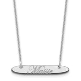 14K White Gold Small Polished Oblong Edwardian Script Bar Necklace-WBC-XNA1216W