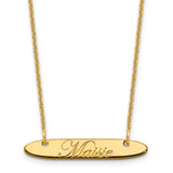 14K Small Polished Oblong Edwardian Script Bar Necklace-WBC-XNA1216Y