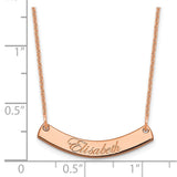 14K Rose Gold Small Polished Curved Edwardian Script Bar Necklace-WBC-XNA1217R