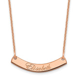 14K Rose Gold Small Polished Curved Edwardian Script Bar Necklace-WBC-XNA1217R