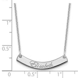 14K White Gold Small Polished Curved Edwardian Script Bar Necklace-WBC-XNA1217W