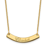 14K Small Polished Curved Edwardian Script Bar Necklace-WBC-XNA1217Y