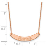 14K Rose Gold Small Polished Curved Arial Rounded Bar Necklace-WBC-XNA1218R