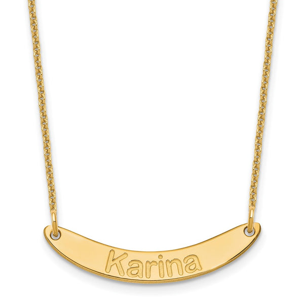 14K Small Polished Curved Arial Rounded Bar Necklace-WBC-XNA1218Y