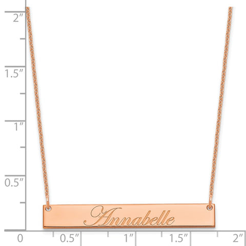 14K Rose Gold Medium Polished Edwardian Script Bar Necklace-WBC-XNA1219R