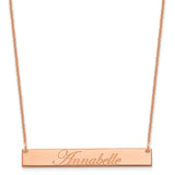 14K Rose Gold Medium Polished Edwardian Script Bar Necklace-WBC-XNA1219R