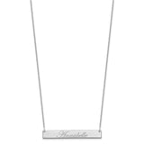 14K White Gold Medium Polished Edwardian Script Bar Necklace-WBC-XNA1219W