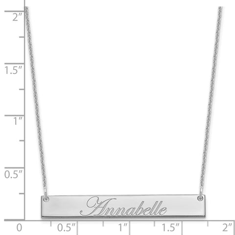 14K White Gold Medium Polished Edwardian Script Bar Necklace-WBC-XNA1219W