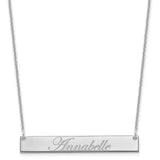 14K White Gold Medium Polished Edwardian Script Bar Necklace-WBC-XNA1219W