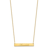 14K Medium Polished Edwardian Script Bar Necklace-WBC-XNA1219Y
