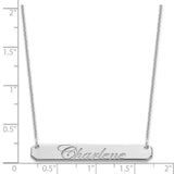 14K White Gold Medium Polished Edwardian Script Bar Necklace-WBC-XNA1220W