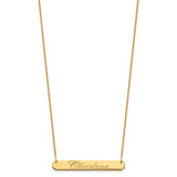 14K Medium Polished Edwardian Script Bar Necklace-WBC-XNA1220Y