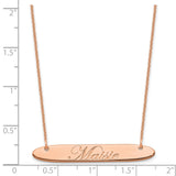 14K Rose Gold Medium Polished Oblong Edwardian Script Bar Necklace-WBC-XNA1221R