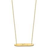 14K Medium Polished Oblong Edwardian Script Bar Necklace-WBC-XNA1221Y