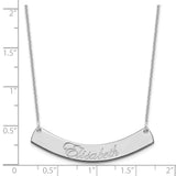 14K White Gold Medium Polished Curved Edwardian Script Bar Necklace-WBC-XNA1222W