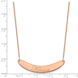14K Rose Gold Medium Polished Curved Edwardian Script Bar Necklace-WBC-XNA1223R