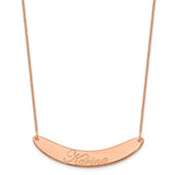 14K Rose Gold Medium Polished Curved Edwardian Script Bar Necklace-WBC-XNA1223R