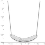 14K White Gold Medium Polished Curved Edwardian Script Bar Necklace-WBC-XNA1223W