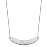 14K White Gold Medium Polished Curved Edwardian Script Bar Necklace-WBC-XNA1223W