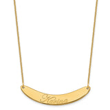 14K Medium Polished Curved Edwardian Script Bar Necklace-WBC-XNA1223Y