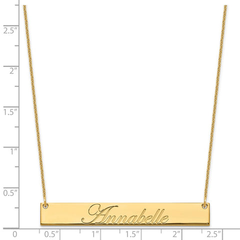 14K Large Polished Edwardian Script Bar Necklace-WBC-XNA1224Y
