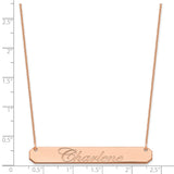 14K Rose Gold Large Polished Edwardian Script Bar Necklace-WBC-XNA1225R