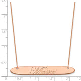 14K Rose Gold Large Polished Oblong Edwardian Script Bar Necklace-WBC-XNA1226R