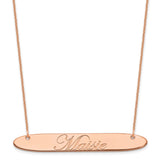 14K Rose Gold Large Polished Oblong Edwardian Script Bar Necklace-WBC-XNA1226R