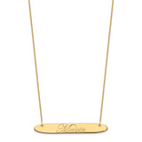 14K Large Polished Oblong Edwardian Script Bar Necklace-WBC-XNA1226Y