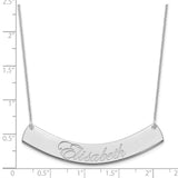 14K White Gold Large Polished Curved Edwardian Script Bar necklace-WBC-XNA1227W