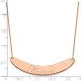 14K Rose Gold Large Polished Curved Edwardian Script Bar Necklace-WBC-XNA1228R