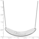 14K White Gold Large Polished Curved Edwardian Script Bar necklace-WBC-XNA1228W