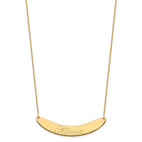 14K Large Polished Curved Edwardian Script Bar Necklace-WBC-XNA1228Y